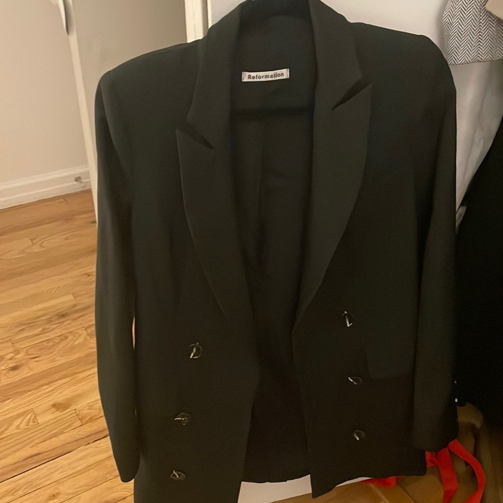 Reformation longline double breasted blazer